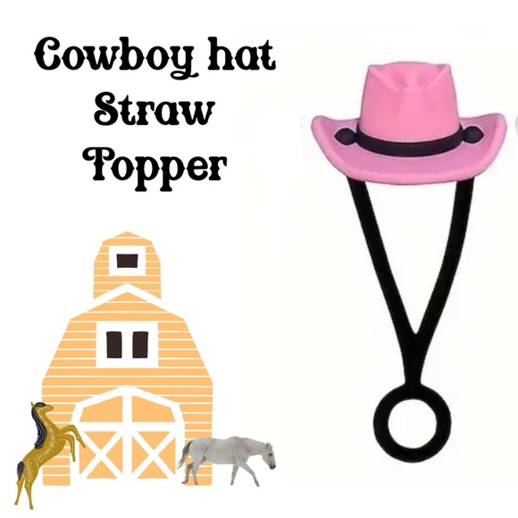 Cowgirl/Cowboy Hat Straw Caps, Fits 10mm Straws, New - Picture 1 of 9